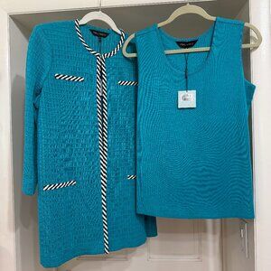 NEW with Tags $ 626 Ming Wang 2 pc Jacket & Tank sz M